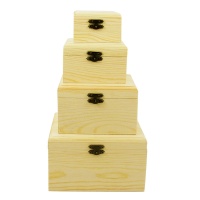 SET 4 CUTII DIN LEMN PATRATE CU CAPAC - SET 4 CUTII DIN LEMN PATRATE CU CAPAC