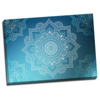 TABLOU MANDALA ALBA PE FUNDAL TURCOAZ - SERENITATE - TABLOU MANDALA ALBA PE FUNDAL TURCOAZ - SERENITATE