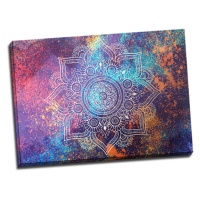 TABLOU MANDALA ALBA PE FUNDAL COSMIC - GALAXIE - TABLOU MANDALA ALBA PE FUNDAL COSMIC - GALAXIE