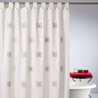 PERDEA DUS TEXTIL BEJ CU FLORI GRENA CLOE - PERDEA DUS TEXTIL BEJ CU FLORI GRENA CLOE