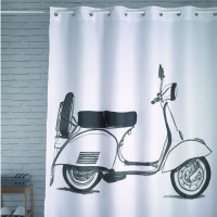 PERDEA DE BAIE VINTAGE VESPA ALB-NEGRU - PERDEA DE BAIE VINTAGE VESPA ALB-NEGRU