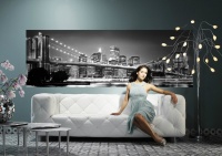 FOTOTAPET PODUL BROOKLYN ALB NEGRU VLIES - FOTOTAPET PODUL BROOKLYN ALB NEGRU VLIES