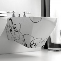 BIDET SUSPENDAT JAZZ ALB DECOR NERO - BIDET SUSPENDAT JAZZ ALB DECOR NERO