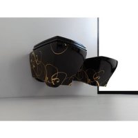 BIDET SUSPENDAT JAZZ NEGRU DECOR ORO - BIDET SUSPENDAT JAZZ NEGRU DECOR ORO