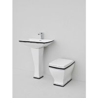BIDET CU MONTAJ PE PARDOSEALA JAZZ ALB DECOR RIGHE NERO - BIDET CU MONTAJ PE PARDOSEALA JAZZ ALB DECOR RIGHE NERO