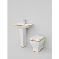 BIDET CU MONTAJ PE PARDOSEALA JAZZ ALB DECOR RIGHE ORO - BIDET CU MONTAJ PE PARDOSEALA JAZZ ALB DECOR RIGHE ORO