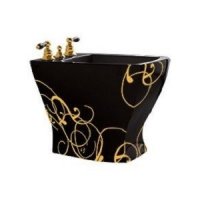 BIDET CU MONTAJ PE PARDOSEALA JAZZ NEGRU DECOR ORO - BIDET CU MONTAJ PE PARDOSEALA JAZZ NEGRU DECOR ORO