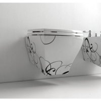 VAS WC SUSPENDAT JAZZ ALB DECOR NERO - VAS WC SUSPENDAT JAZZ ALB DECOR NERO