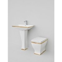 VAS WC SUSPENDAT JAZZ ALB DECOR RIGHE ORO - VAS WC SUSPENDAT JAZZ ALB DECOR RIGHE ORO