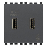 ALIMENTATOR USB DUBLU 5V 2,1A 2 MODULE GRI ANTRACIT VIMAR EIKON - ALIMENTATOR USB DUBLU 5V 2,1A 2 MODULE GRI ANTRACIT VIMAR EIKON