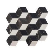MOZAIC MARMURA MIX CUBE DESIGN MATA (BIANCO CARRARA, CLEOPATRA, NERO MARQUINA) - MOZAIC MARMURA MIX CUBE DESIGN MATA (BIANCO CARRARA, CLEOPATRA, NERO MARQUINA)
