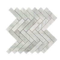 MOZAIC MARMURA BIANCO CARRARA CHEVRON MATA - MOZAIC MARMURA BIANCO CARRARA CHEVRON MATA