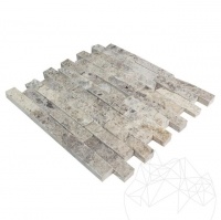 MOZAIC TRAVERTIN SILVER SCAPITAT 2.5 X 10 CM - MOZAIC TRAVERTIN SILVER SCAPITAT 2.5 X 10 CM