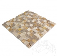 MOZAIC TRAVERTIN MIX (NOCE/CLASSIC/YELLOW) SCAPITAT 2.3 X 2.3 CM - MOZAIC TRAVERTIN MIX (NOCE/CLASSIC/YELLOW) SCAPITAT 2.3 X 2.3 CM