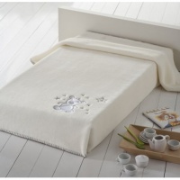 PATURA COPII PUFOASA ALBA CU BRODERIE URSULET - PATURA COPII PUFOASA ALBA CU BRODERIE URSULET