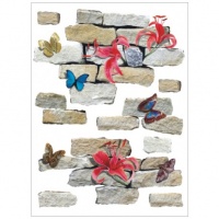 DECOR PERETE ZID CU FLORI SI FLUTURI - DECOR PERETE ZID CU FLORI SI FLUTURI