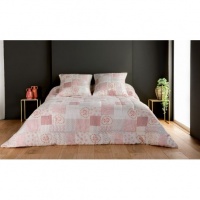 CUVERTURA PATCHWORK LOUISIANE ALB-ROZ - CUVERTURA PATCHWORK LOUISIANE ALB-ROZ