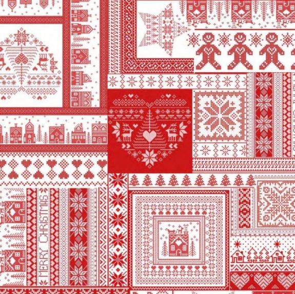 FATA DE MASA ANTI-PETE, BUMBAC, MODEL TRADITIONAL ROSU SI ALB
