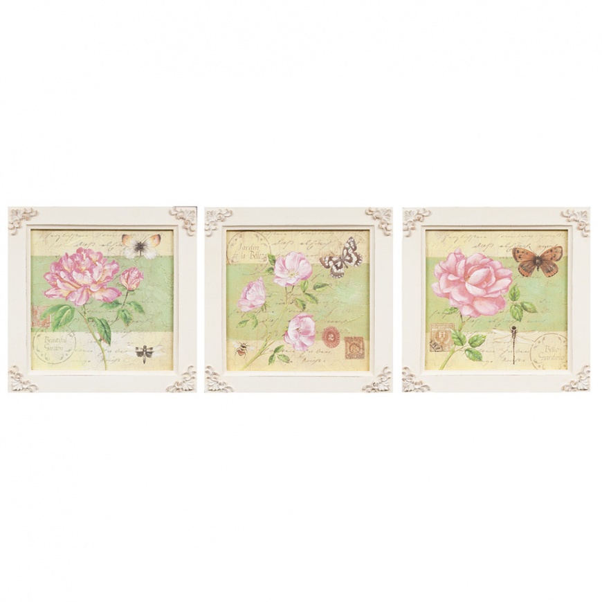 SET TREI TABLOURI DECORATIVE SHABBY CHIC