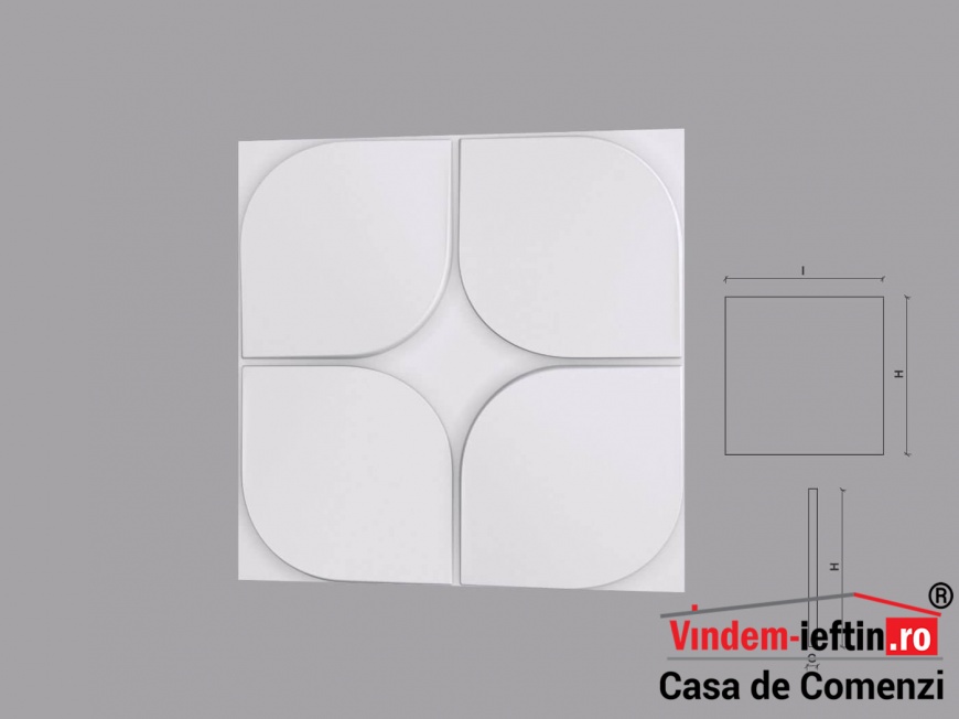 PANOU DECORATIV 3D DIN POLIURETAN MODEL FLORES 600X600MM