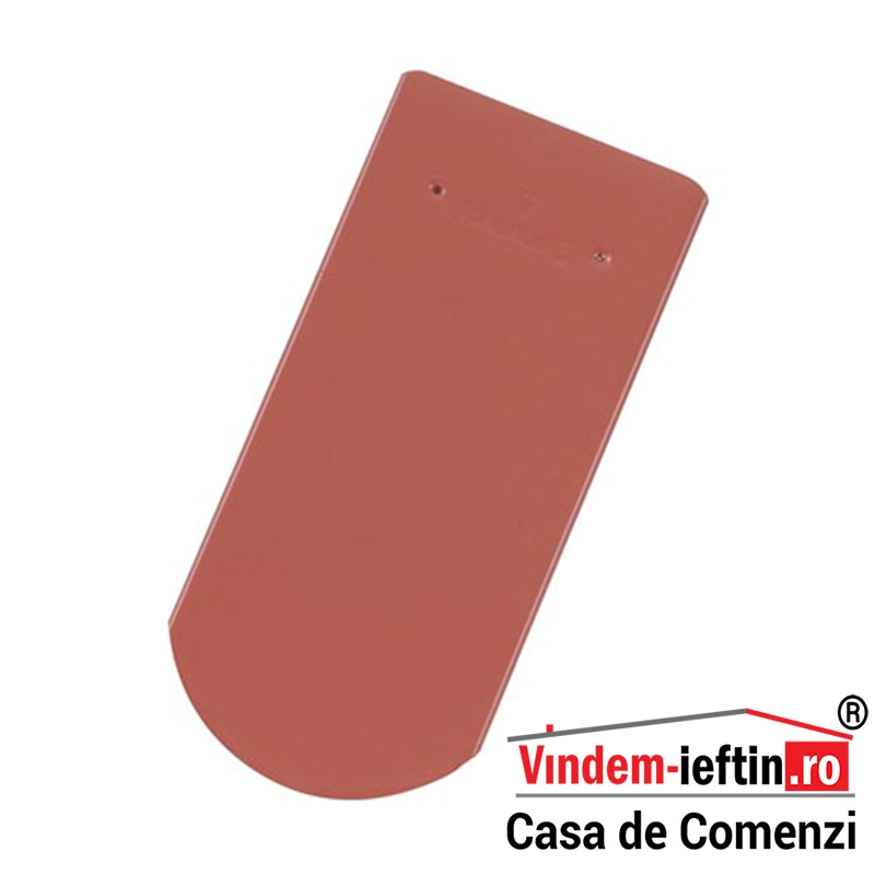 TIGLA CERAMICA TONDACH SOLZI CU TAIETURA SEMICIRCULARA ROSU VIN SATINAT 19X40CM