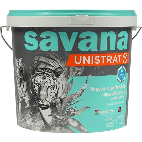 VOPSEA SUPERLAVABILA PENTRU INTERIOR SAVANA UNISTRAT ALBA 4 L