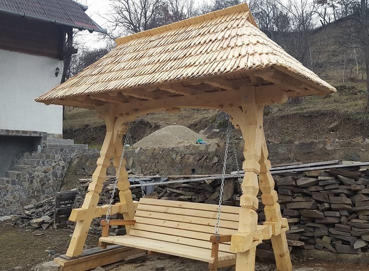 BALANSOAR DE GRADINA MARAMURES, DIN LEMN MASIV SI ACOPERIS DIN SINDRILA