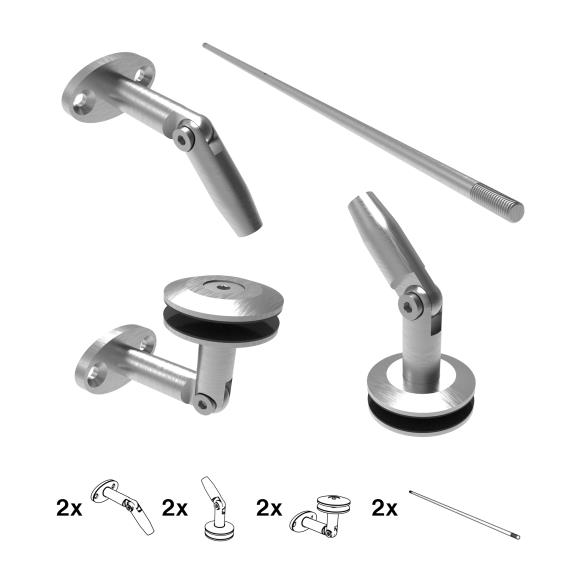 SET PRINDERE COPERTINA DIN STICLA, INOX AISI316, SATIN (DOUA BRATE)