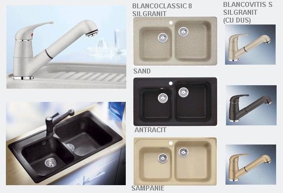 CHIUVETA BLANCOCLASSIC 8+ROBINET BLANCOVITIS S(CU DUS)-SET SILGRANIT PURADUR II
