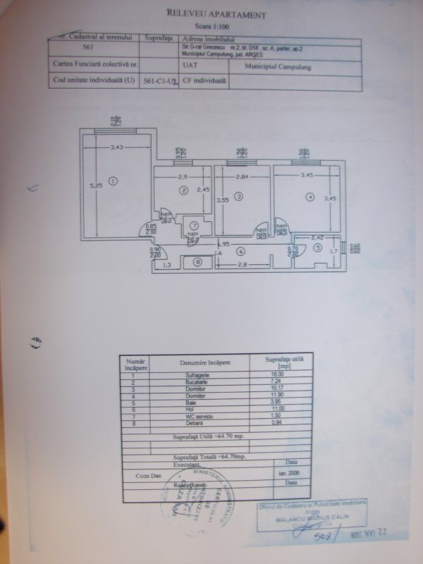 CAMPULUNG GRUI, AP 3 CAMERE, CF1, DECOMANDATE