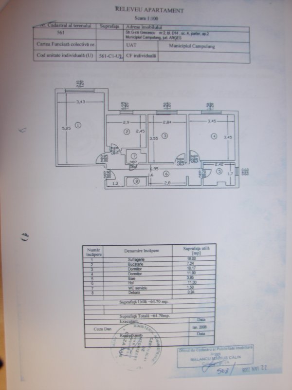 CAMPULUNG GRUI, AP 3 CAMERE, CF1, DECOMANDATE