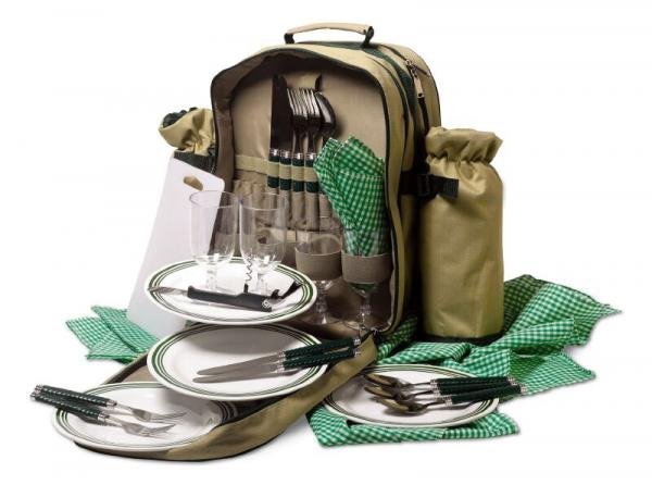 RUCSAC ECHIPAT PENTRU PICNIC KAKI- CADOURI WWW.SENSIS.RO