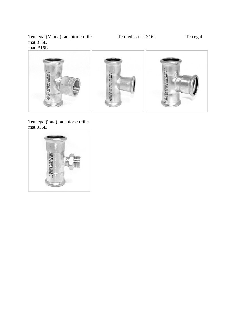 FITINGURI INOX CU IMBINARE PRIN PRESARE