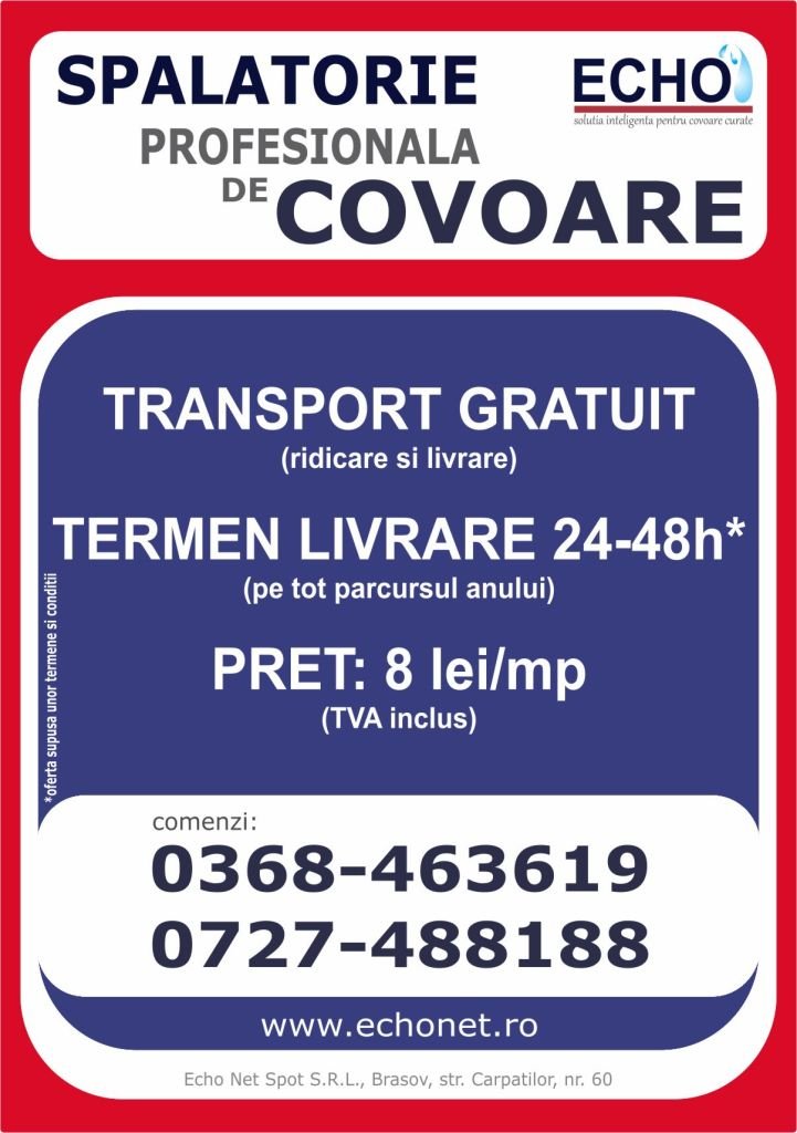 SPALATORIE COVOARE - TRANSPORT GRATUIT