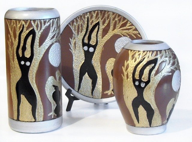 SET 3 VASE DECORATIVE MARO-AURII