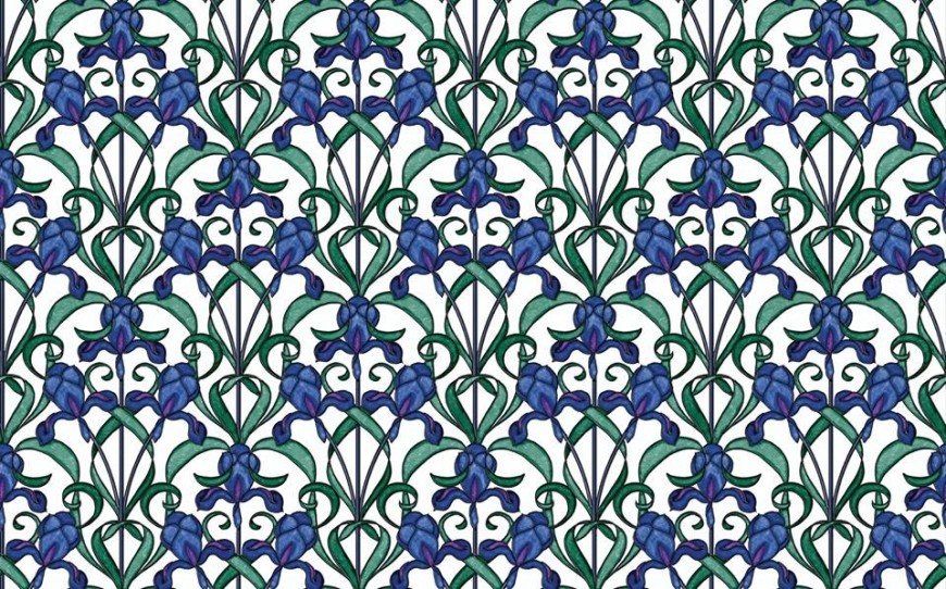 FOLIE GEAMURI VITRALII FLORI DE IRIS 45 CM