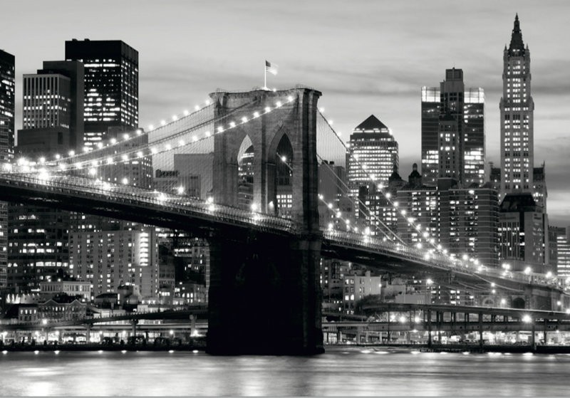 FOTOTAPET ALB NEGRU - PODUL BROOKLYN