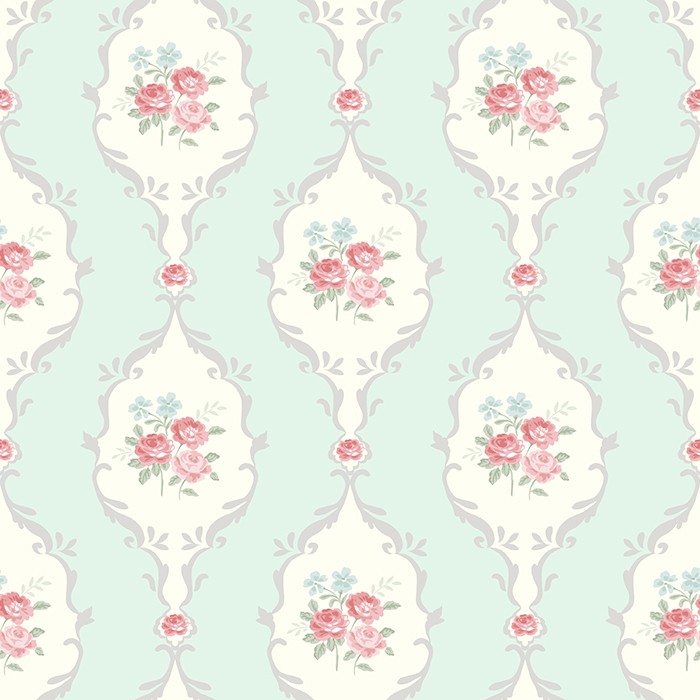TAPET SHABBY CHIC ALICE GHIRLANDE - TIFFANY BLEU