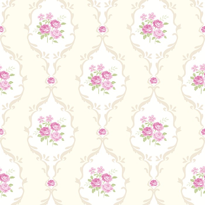 TAPET SHABBY CHIC ALICE GHIRLANDE IVOIRE - ROZ