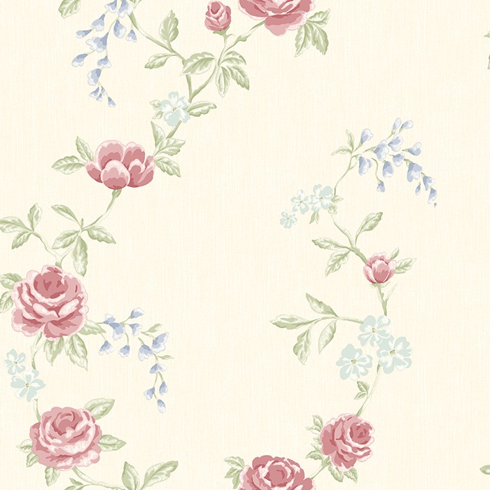 TAPET SHABBY CHIC ALICE CREM - FLORI ROSII