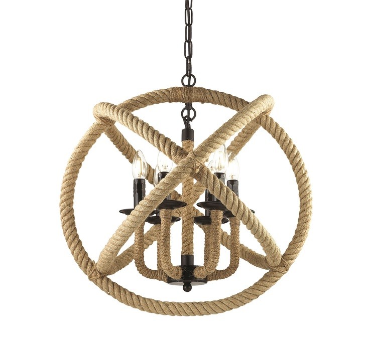 CANDELABRU RUSTIC SFOARA CORDA SP6 - IDEAL LUX
