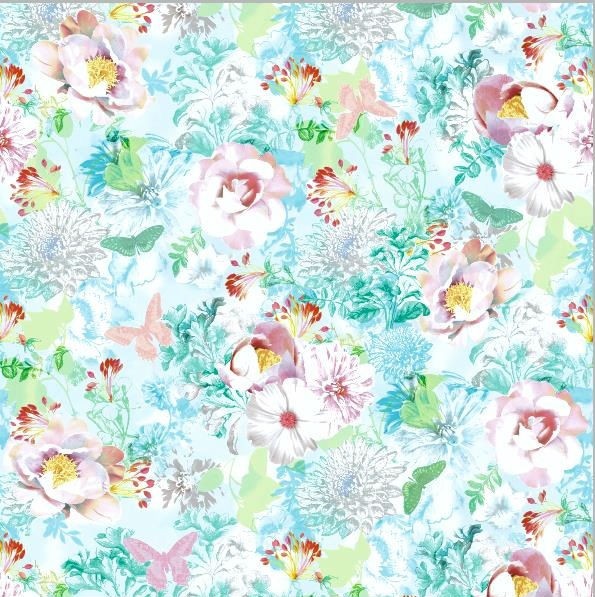 AUTOCOLANT CU FLORI SI FLUTURI SHABBY CHIC 1,5 M