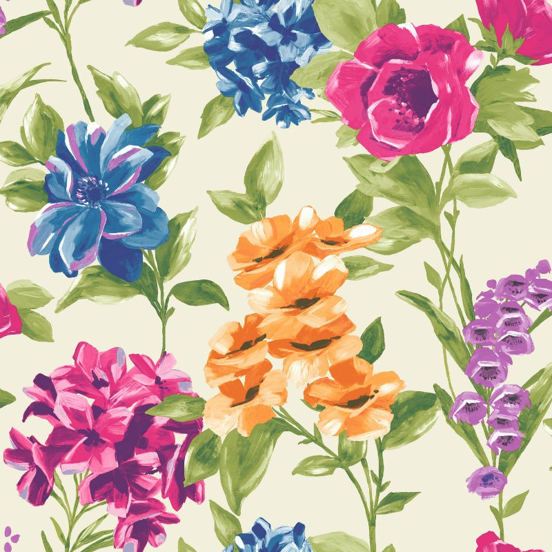 TAPET CU FLORI COLORATE PETULA CREM - HOLDEN