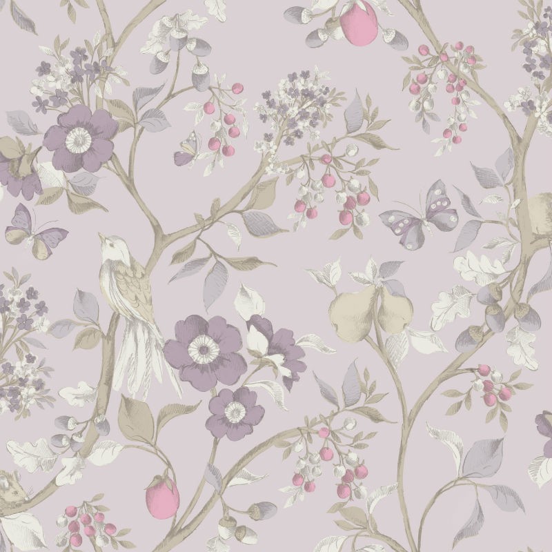 TAPET LILA FLORAL DAMSEN - HOLDEN