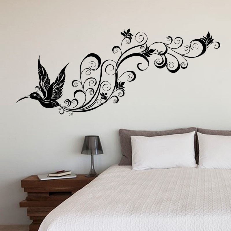 STICKER PERETE NEGRU - COLIBRI STILIZAT