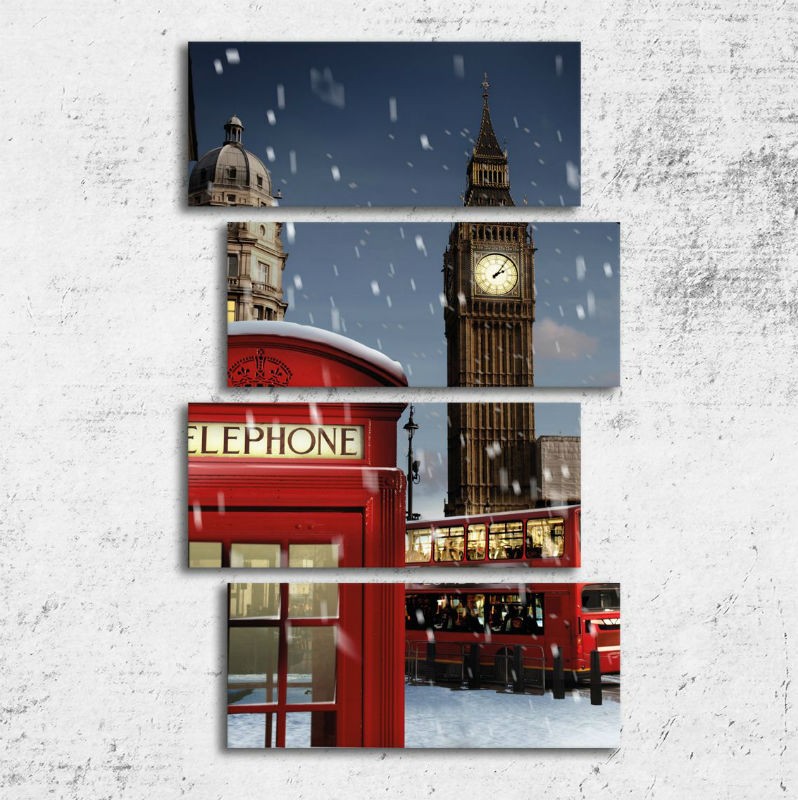 TABLOU CANVAS 4 PIESE - IARNA LA LONDRA