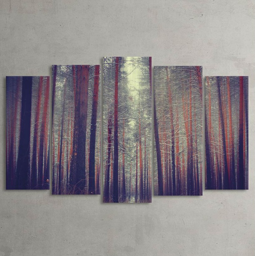 TABLOURI MULTICANVAS 150 X 90 CM - PADURE DE IARNA