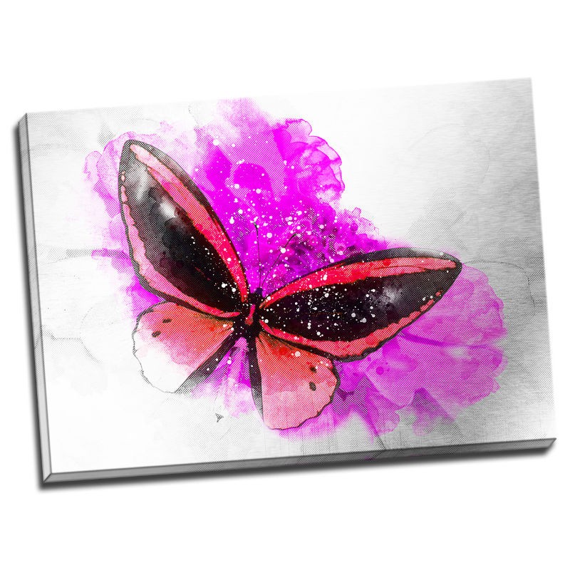 TABLOU FLUTURE ROSU PE FLOARE FUCSIA