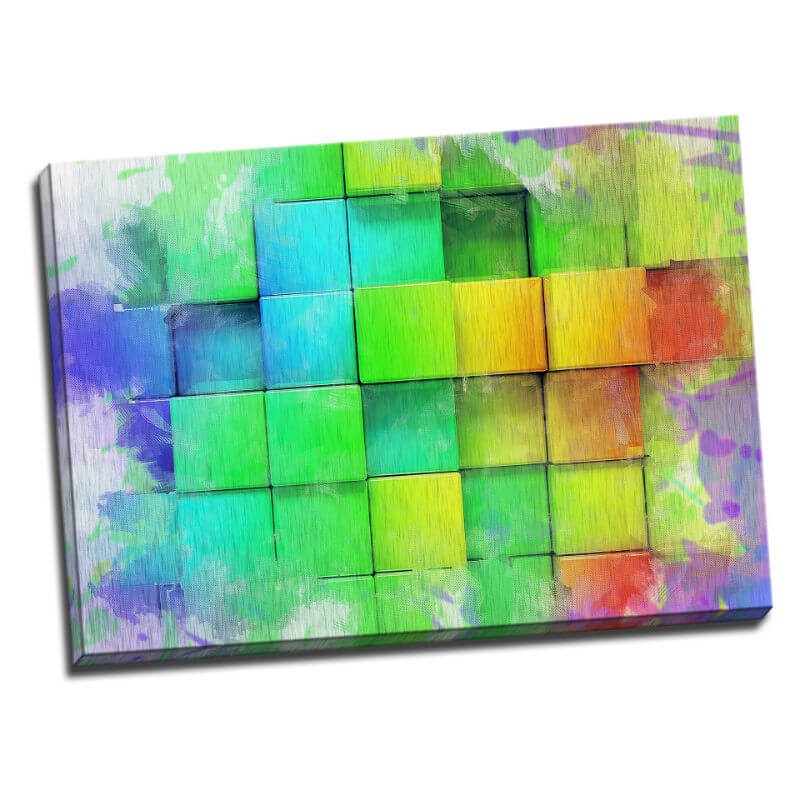 TABLOU DECOR MODERN - PERETE DE CUBURI 3D