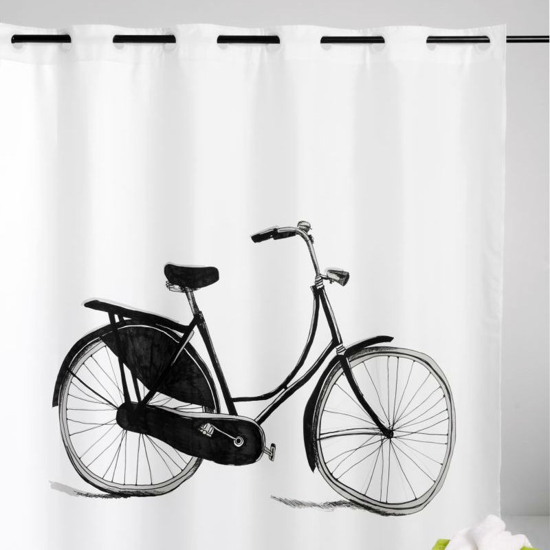 PERDEA DUS VINTAGE BICICLETA ALB NEGRU